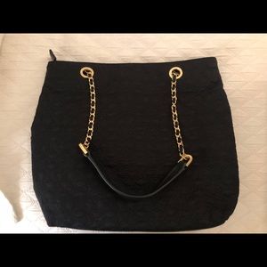 Ann Taylor Black Shoulder Bag with gold chain